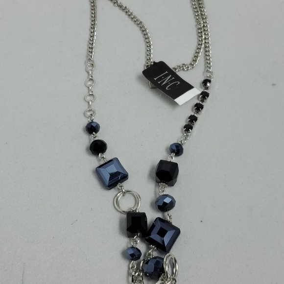 I.N.C. silver hematite chain necklace with rhinestone - Picture 4 of 5